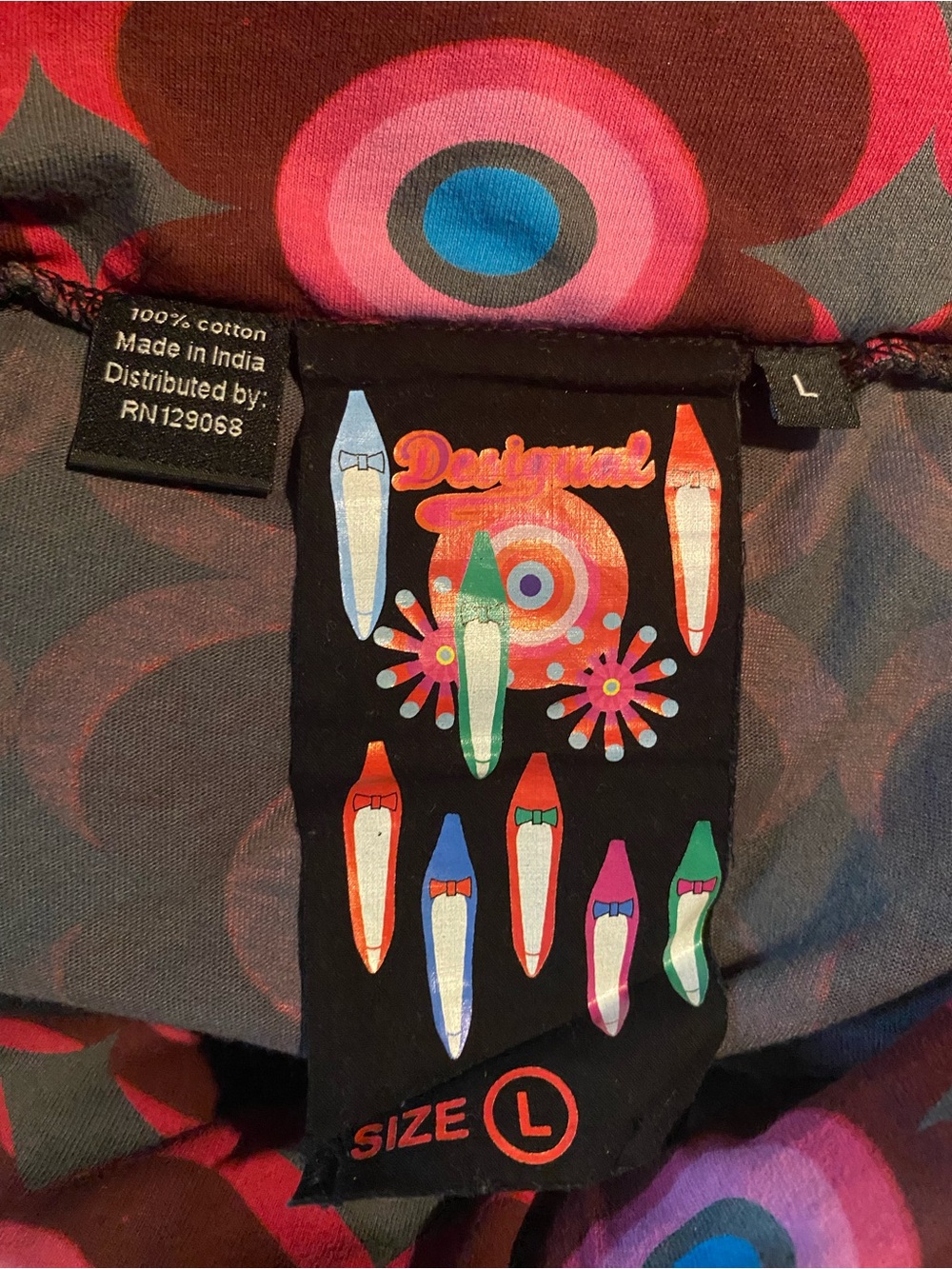 Desigual Black Skirt with Pink Floral & Multicolor Target Prints - Picture 2 of 10